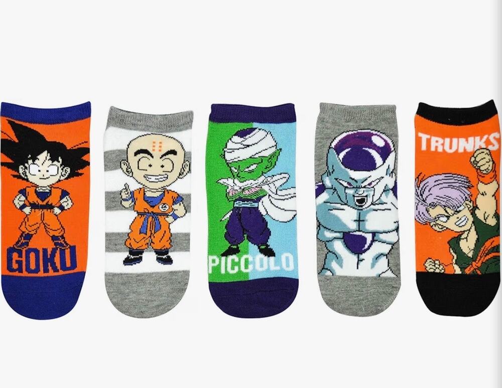 Dragon Ball Z DBZ 5 Pair Low Cut Socks Trunks Krillin Piccolo Frieza New